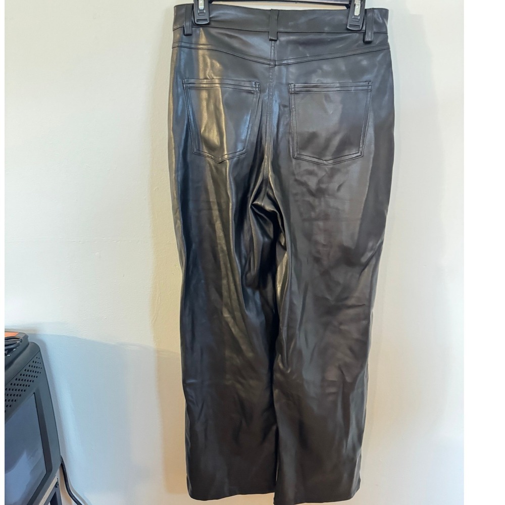 Double Zero Mystical Black Faux Leather Wide Leg Pants Medium - Picture 2 of 4